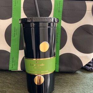 kate spade Black and Gold Polka Dot Insulated Tumbler